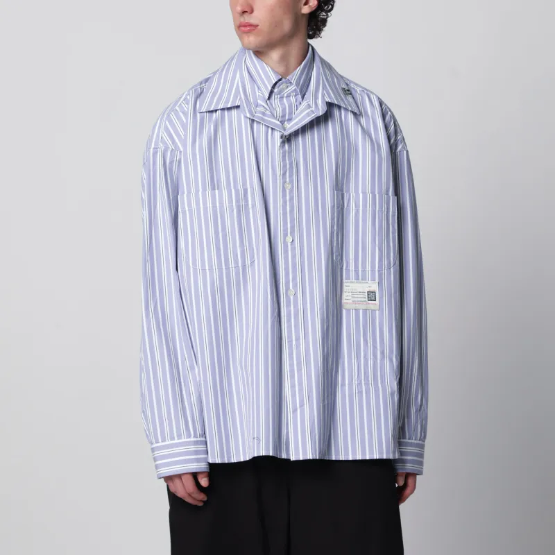 Double-Layer Cotton Shirt In Light Blue Stripes made by Maison MIHARA YASUHIRO