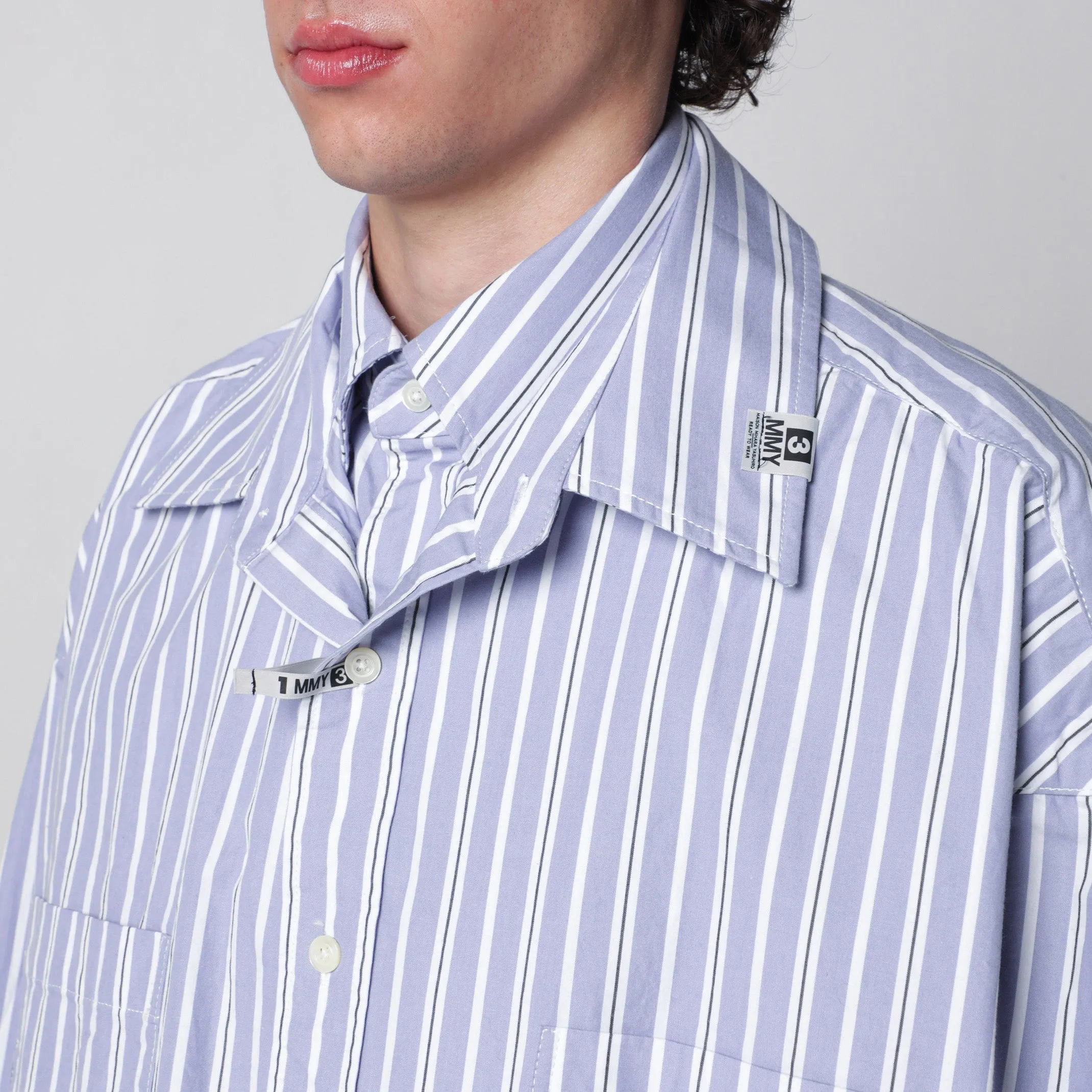 Double-Layer Cotton Shirt In Light Blue Stripes sold by Wanan Luxury product image thumbnail 2