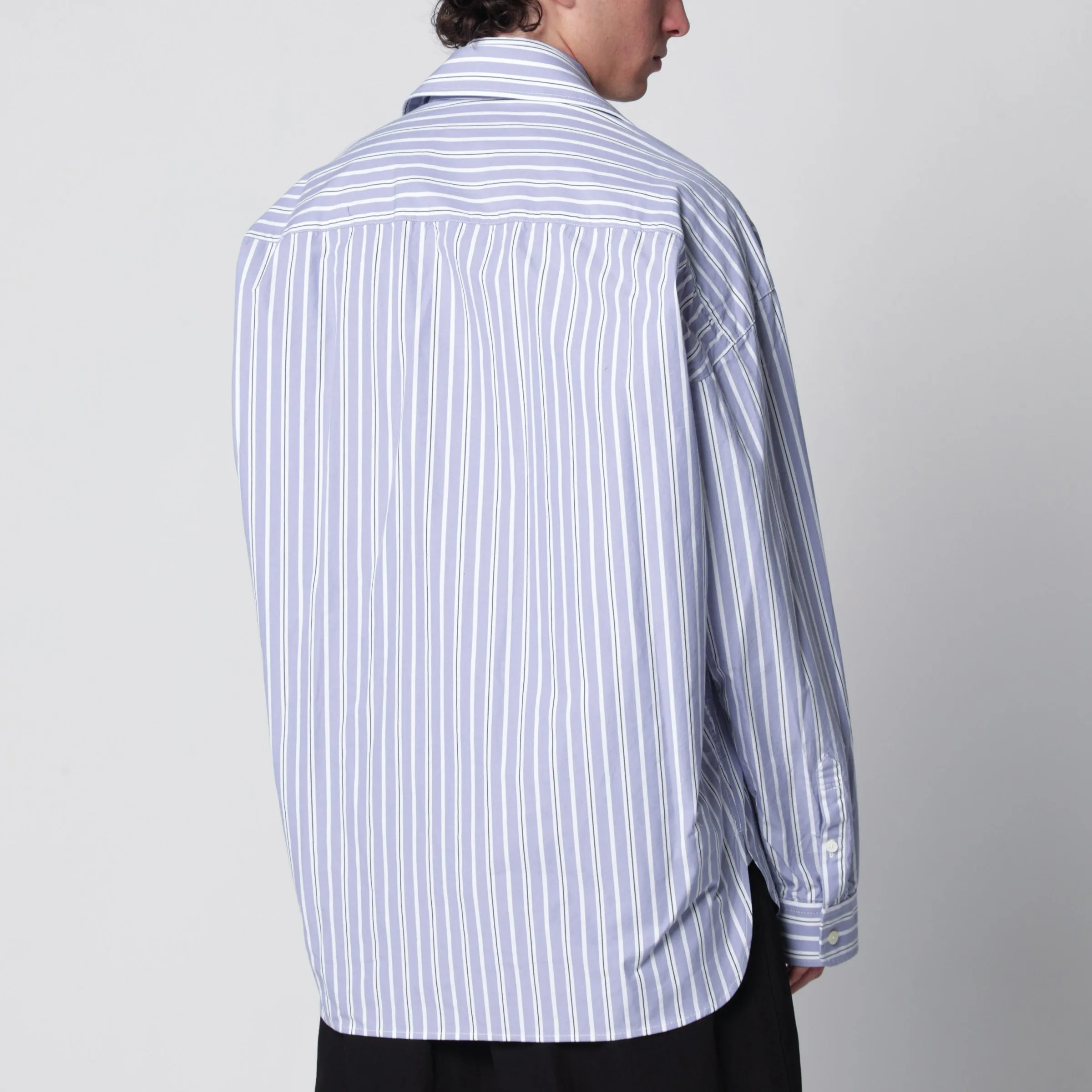 Double-Layer Cotton Shirt In Light Blue Stripes sold by Wanan Luxury product image thumbnail 3
