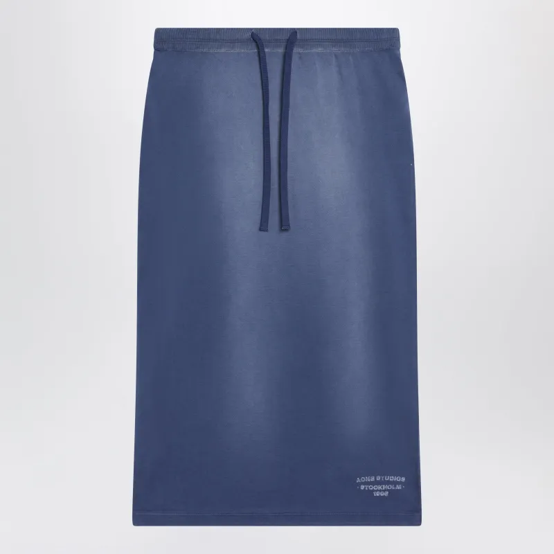 Navy Blue Cotton Skirt With A Splatter Effect made by Acne Studios
