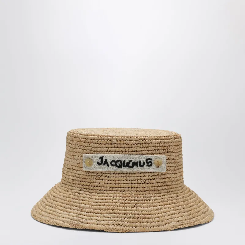 Logo Raffia Bucket Hat In Natural made by Jacquemus