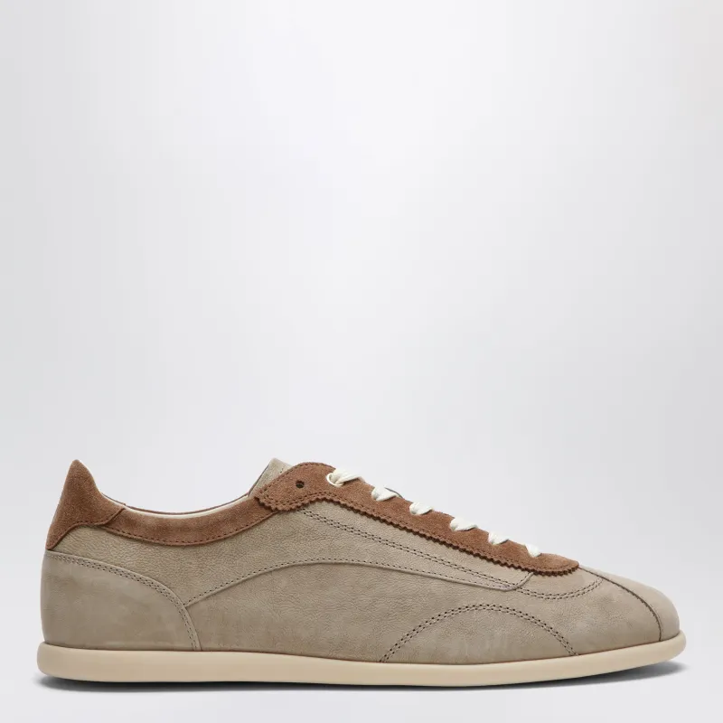 Beige Low-Top Suede Lace-Up Sneakers made by Brunello Cucinelli