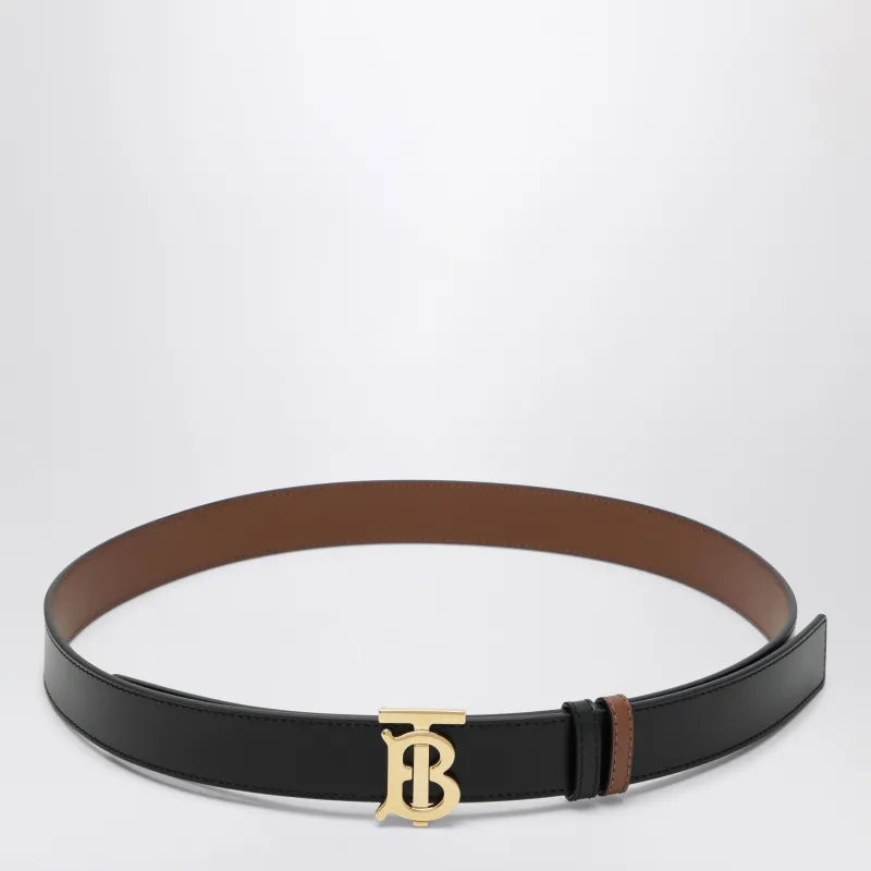 Reversible Tb Leather Belt In Black And Tan made by Burberry