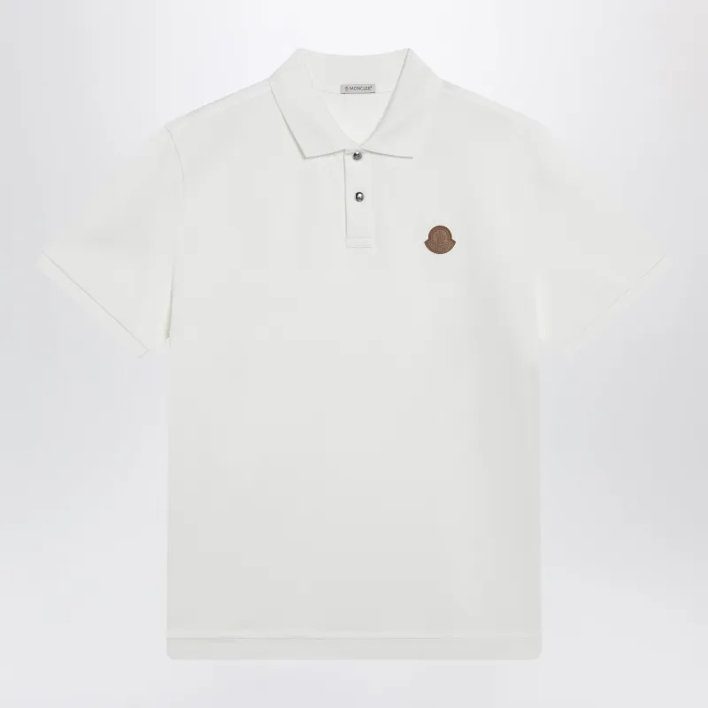 White Cotton Piqué Polo Shirt With Logo Patch made by Moncler
