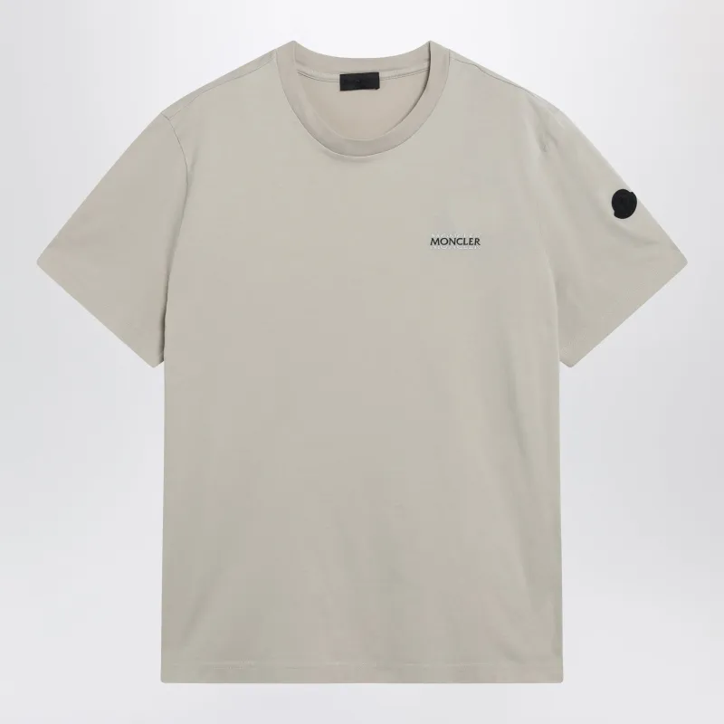 Light Beige Crewneck T-Shirt With Logo made by Moncler