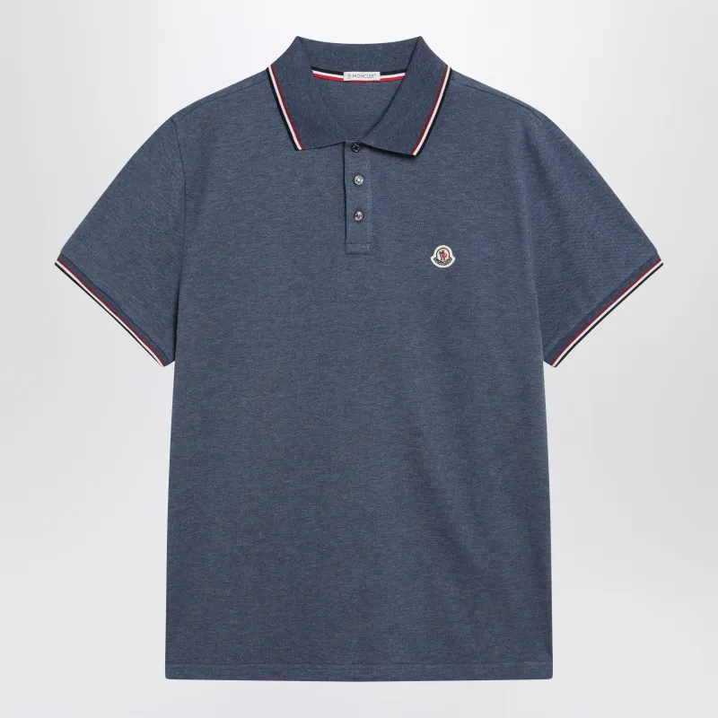 Light Blue Short-Sleeve Polo Shirt made by Moncler