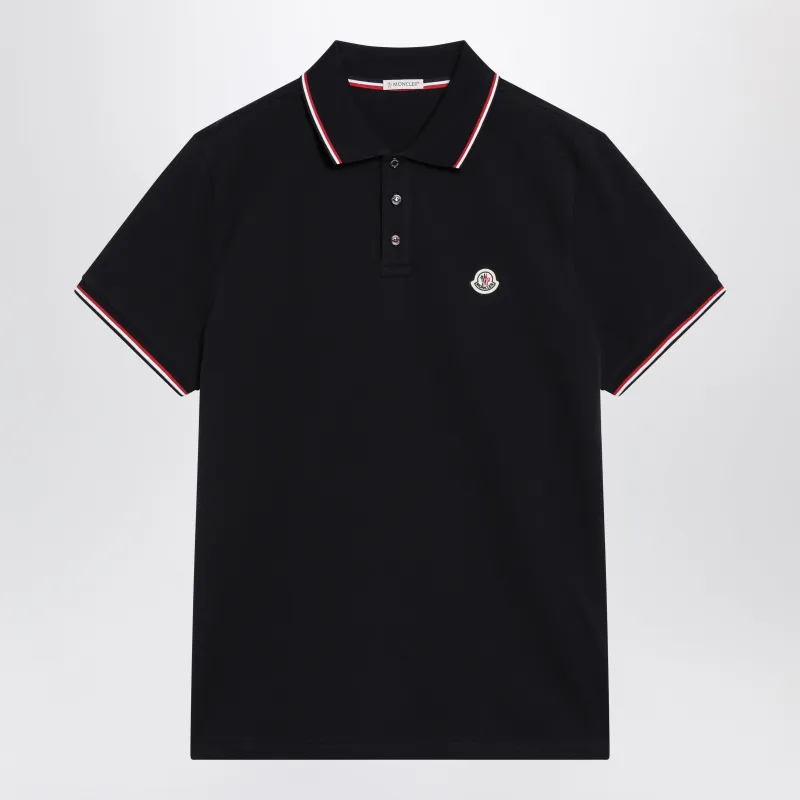 Navy Blue Short-Sleeve Polo Shirt made by Moncler