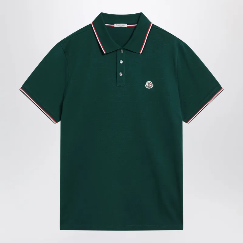 Olive Green Short-Sleeve Polo Shirt made by Moncler