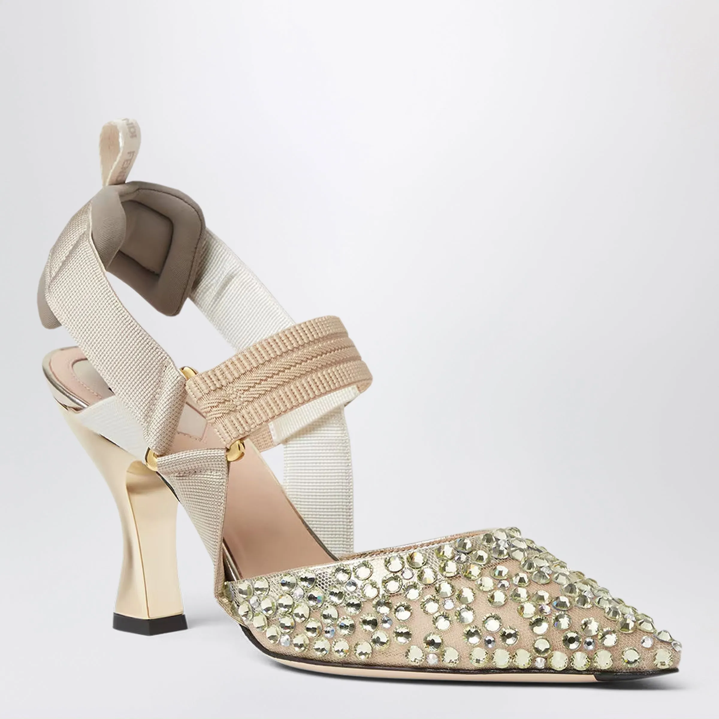 Nude Mesh And Light Green Crystal Colibrì Slingbacks sold by Wanan Luxury product image thumbnail 2