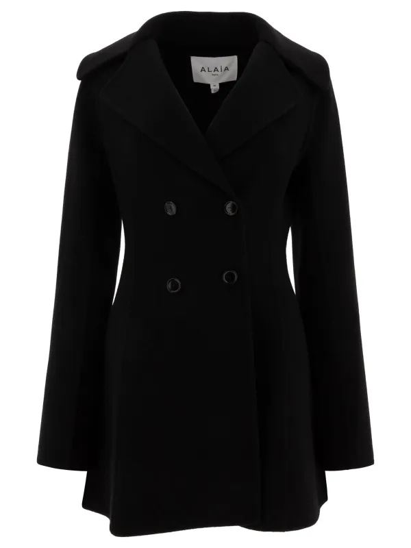 Double-Breasted Coat Jackets And Coats Black made by Alaia