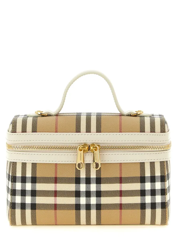 Vanity Check Hand Bags Beige made by Burberry
