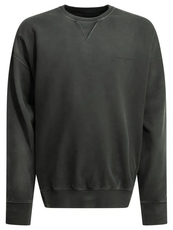 Crewneck Sweatshirt With Logo Sweatshirts Black made by Maison Margiela
