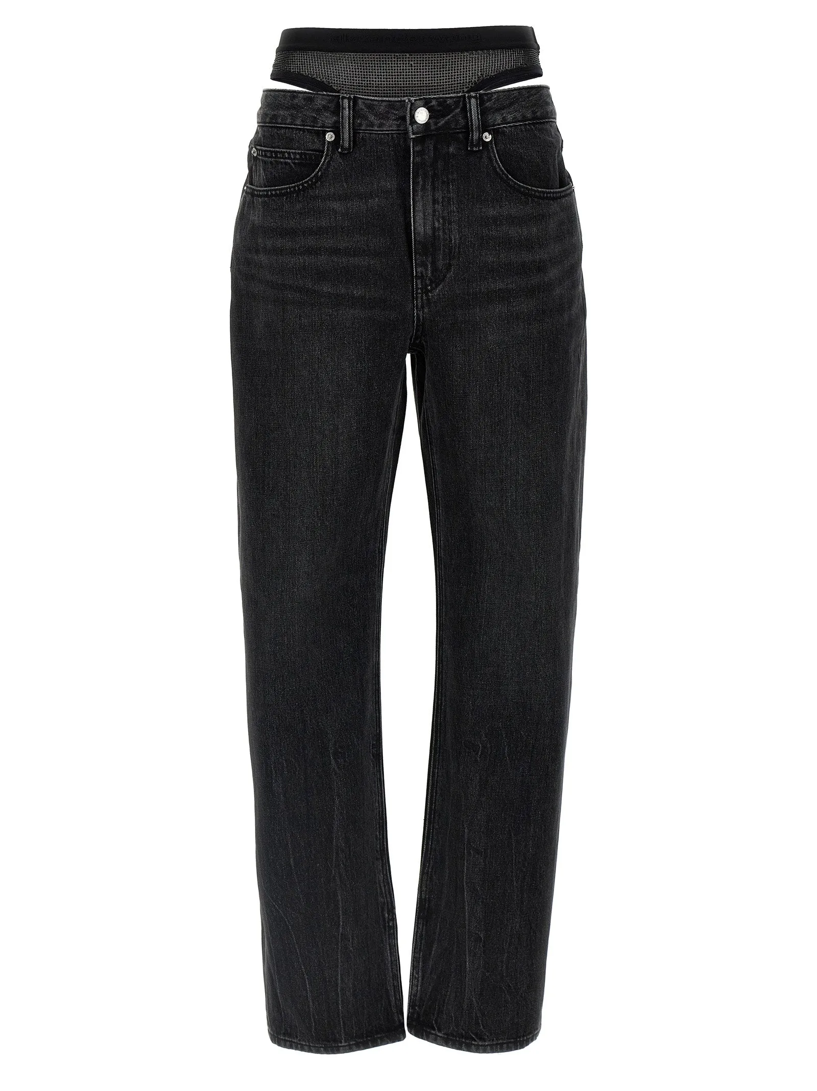 Slit Hem Prestyle Hotfix Mesh Undie Jeans Black sold by Wanan Luxury