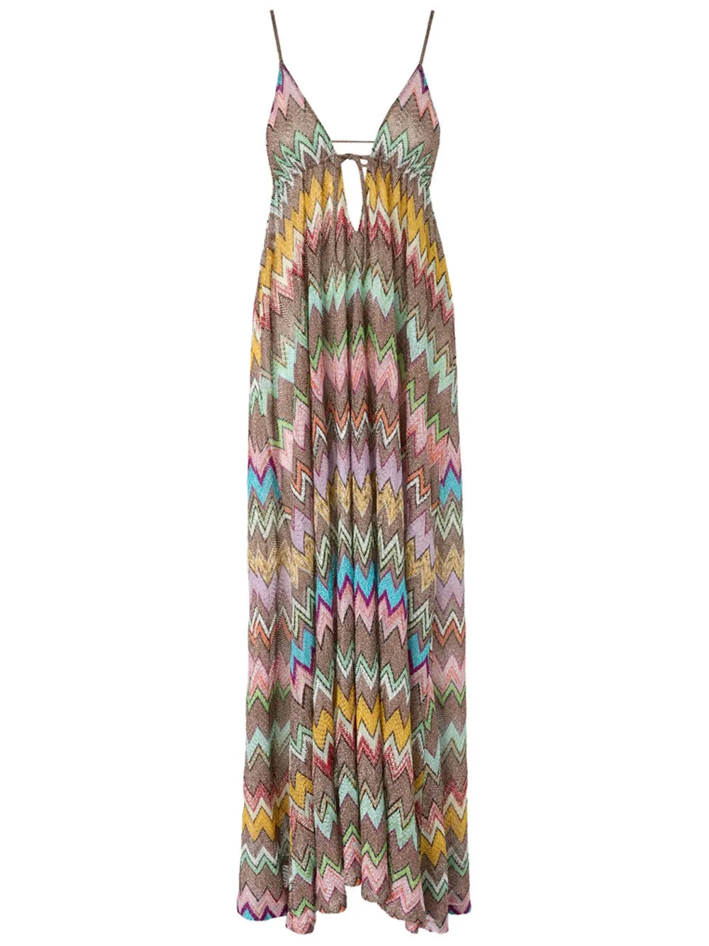 Zig-Zag Motif V-Neck And Open Back Long Dress sold by Wanan Luxury