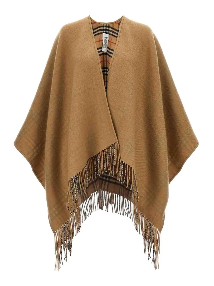Reversible Check Wool Cape sold by Wanan Luxury