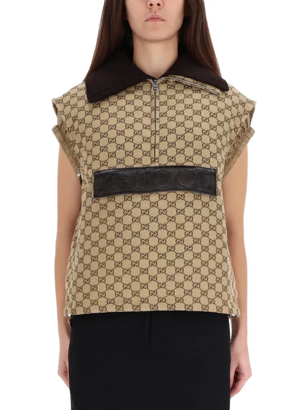 Vest With Leather Label made by Gucci