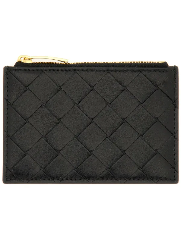 "Woven" Card Holder With Zipper made by Bottega Veneta