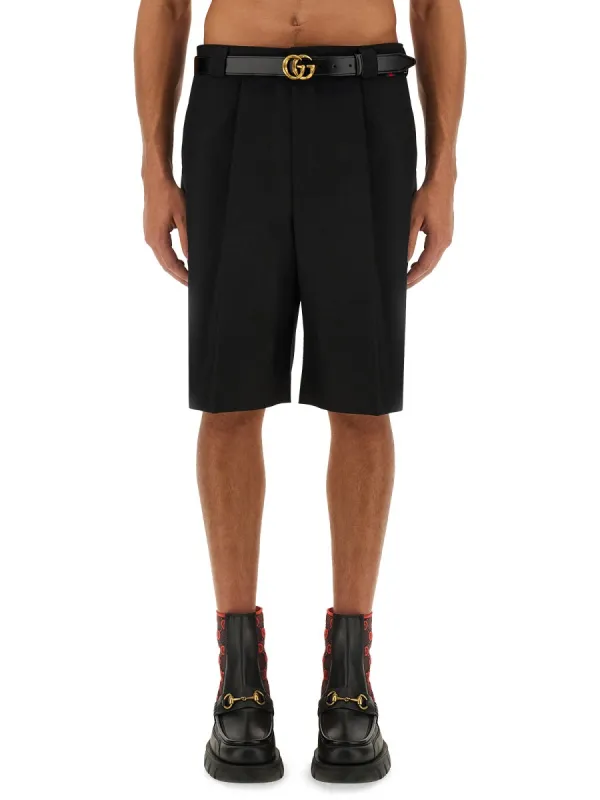 Wool Blend Twill Shorts made by Gucci