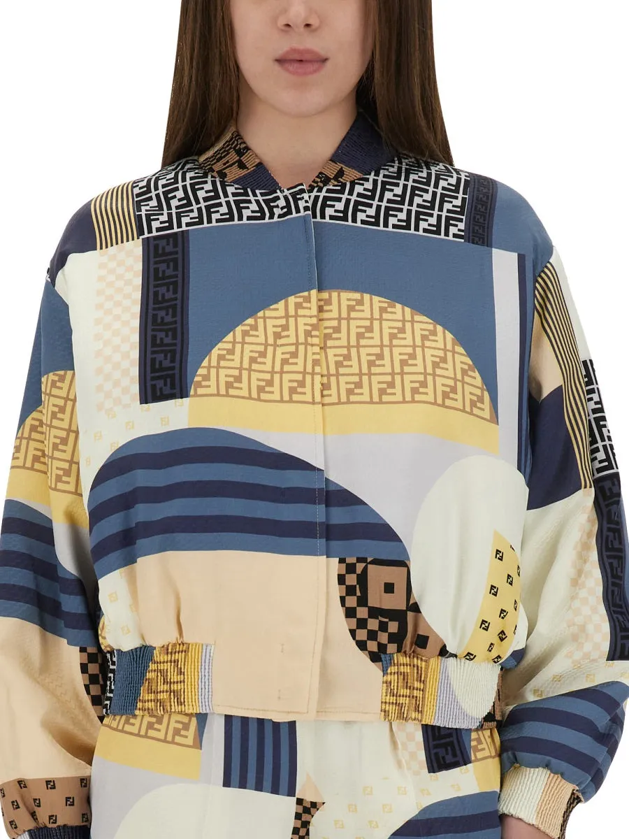 Silk Bomber Jacket With Patchwork Print sold by Wanan Luxury product image thumbnail 4