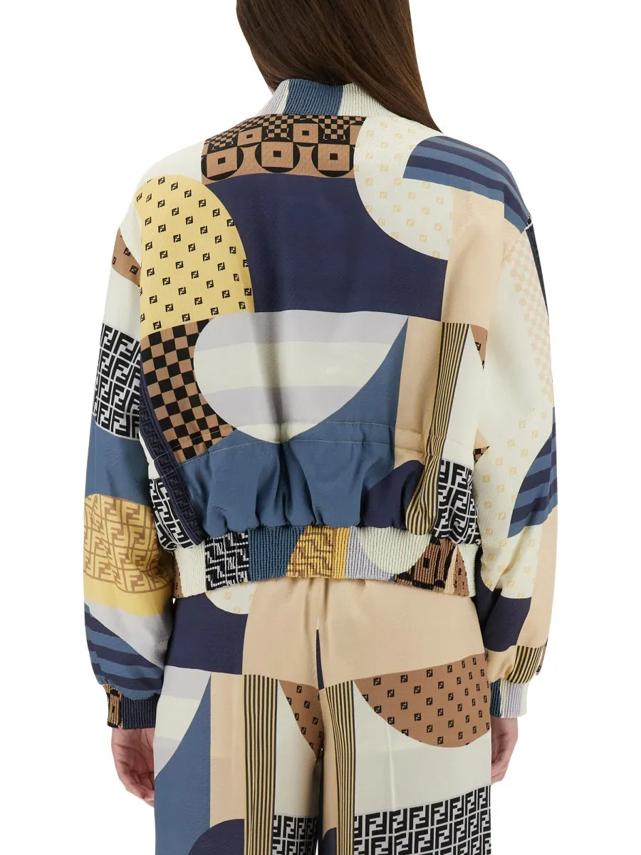 Silk Bomber Jacket With Patchwork Print sold by Wanan Luxury product image thumbnail 3