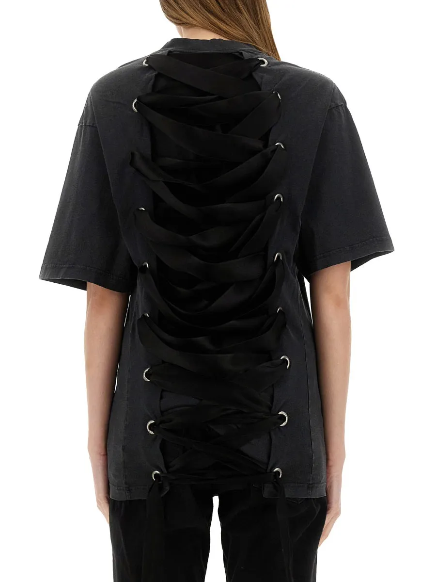 "Lace-Up" T-Shirt sold by Wanan Luxury product image thumbnail 3