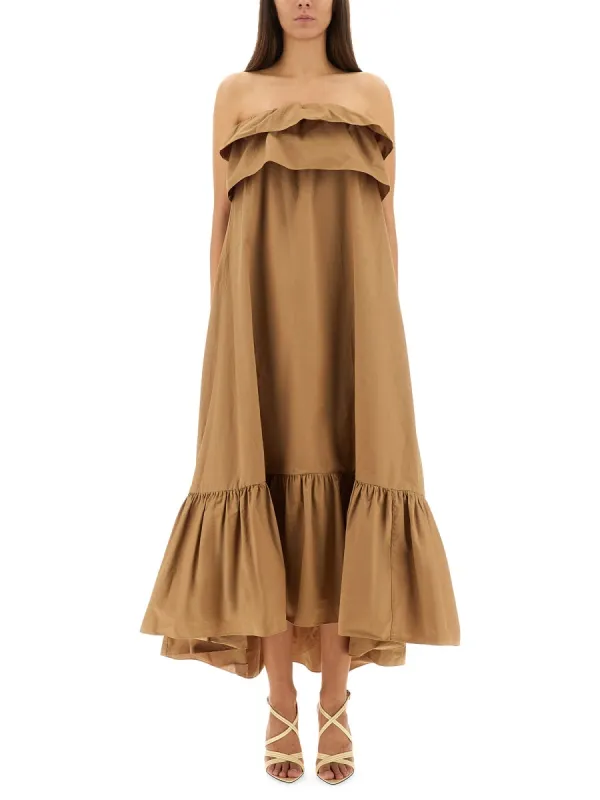 Cotton Twill Ruffle Dress made by Yves Saint Laurent