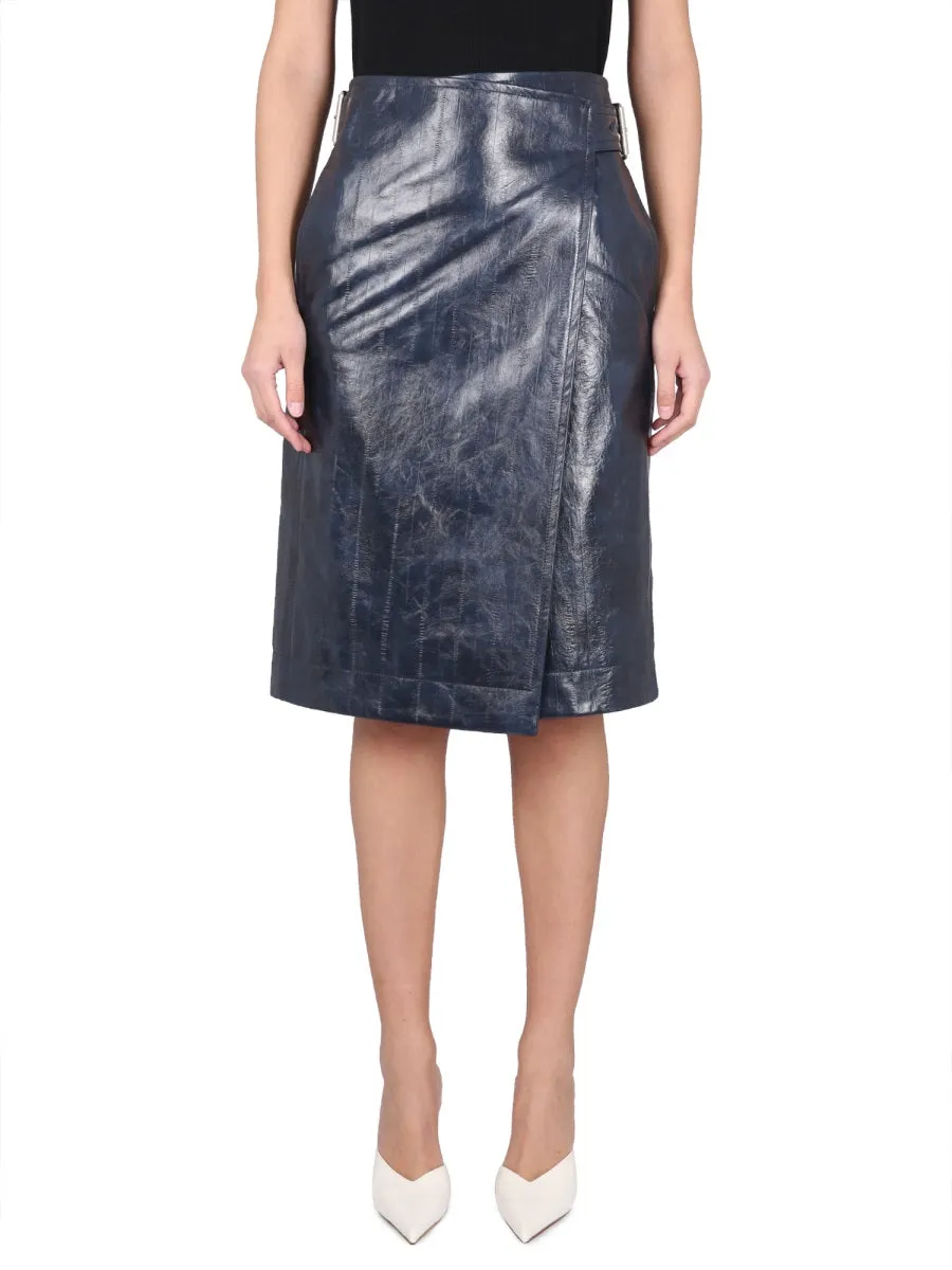 Leather Midi Skirt sold by Wanan Luxury