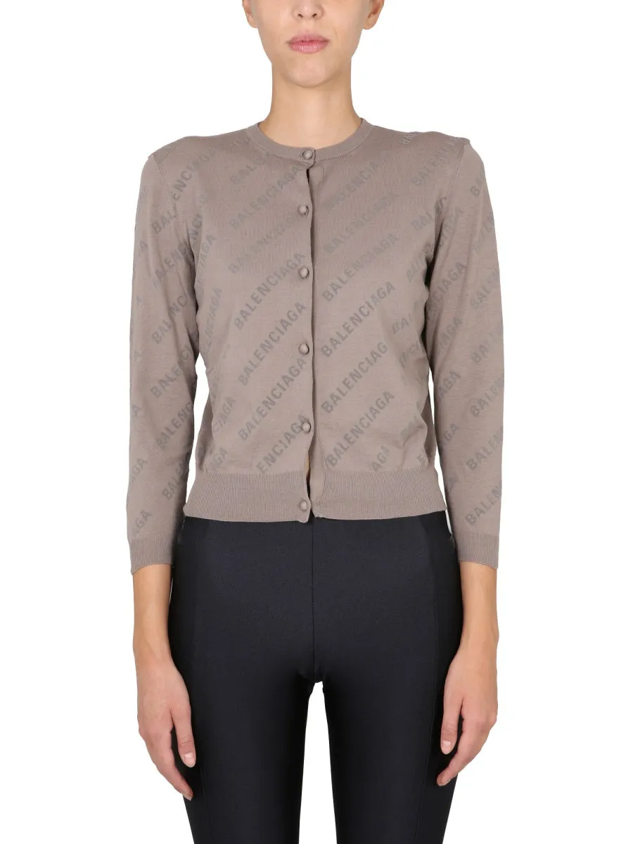 Allover Logo Cropped Cardigan sold by Wanan Luxury