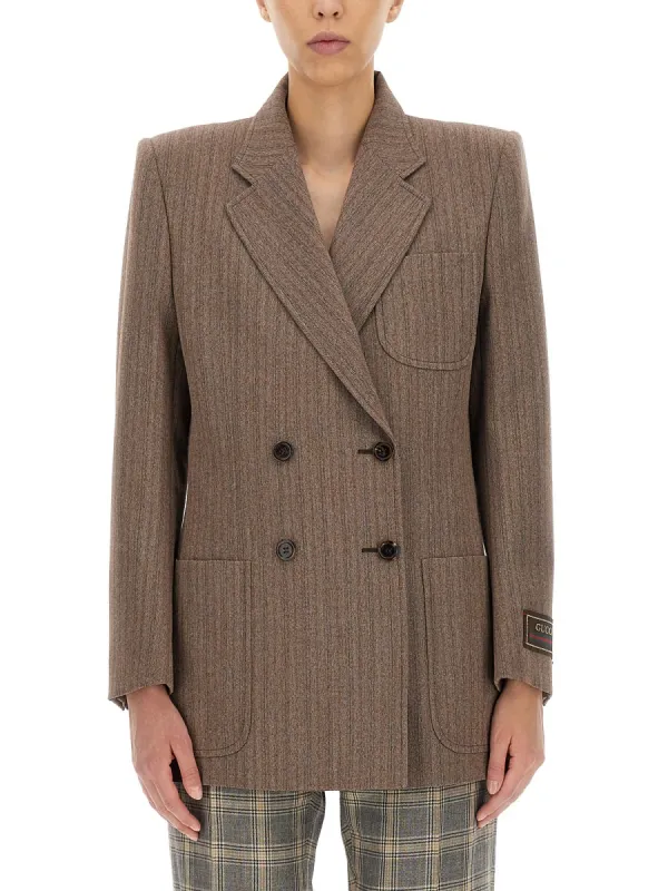 Herringbone Wool Jacket made by Gucci