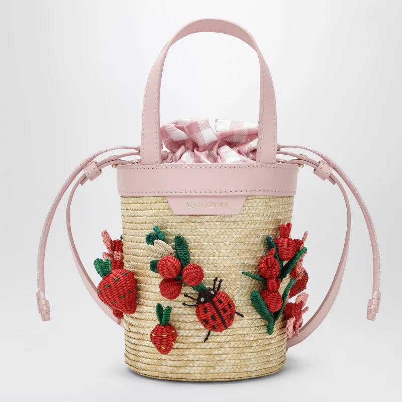 Botanica Mini Bucket Bag In Raffia And Leather made by Aquazzura