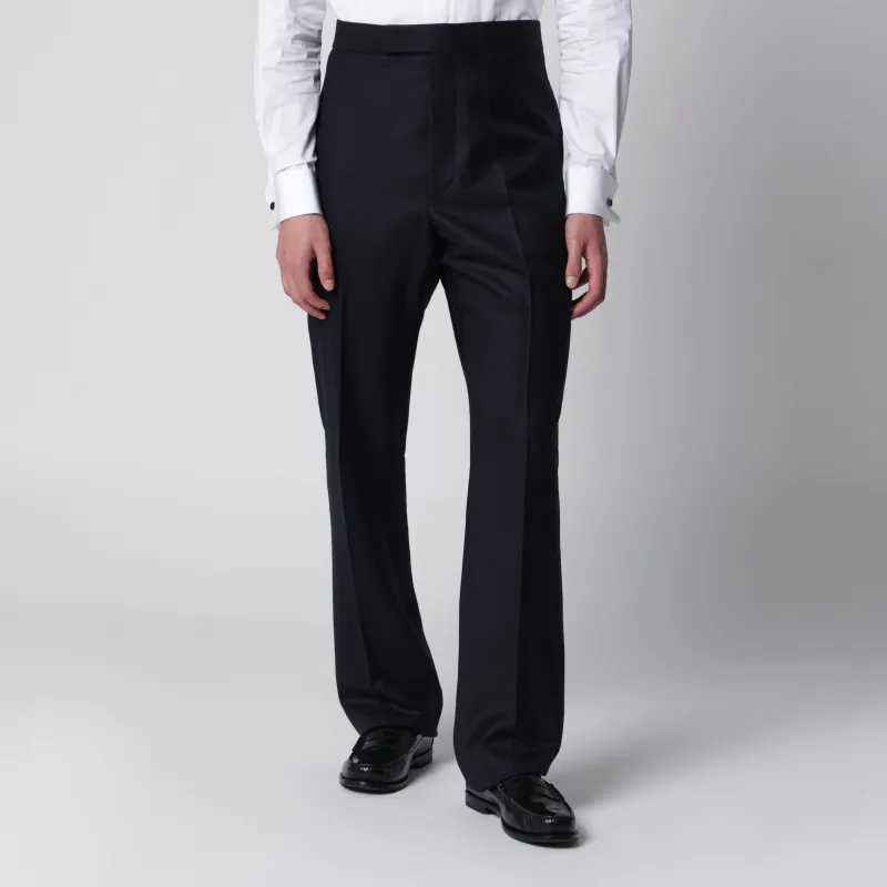 Navy Blue Wool Trousers made by Thom Browne