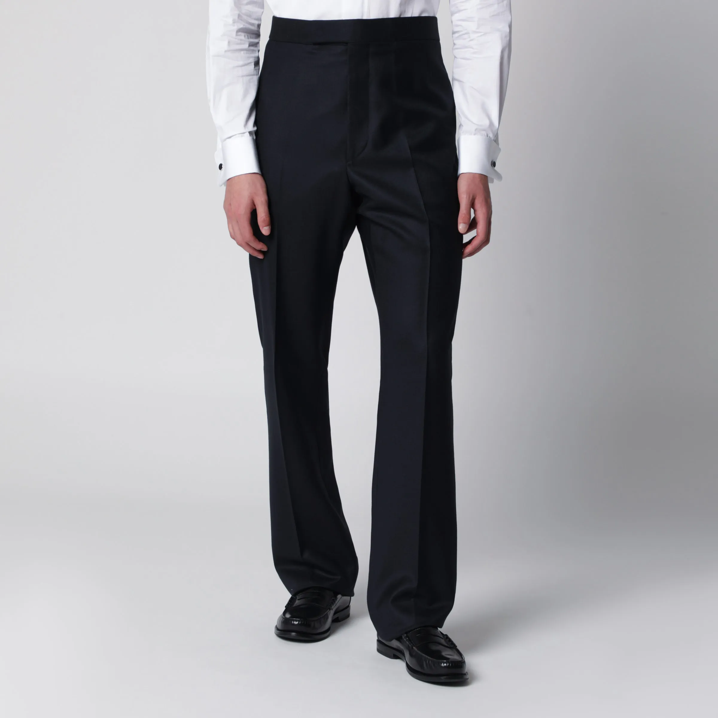 Navy Blue Wool Trousers sold by Wanan Luxury