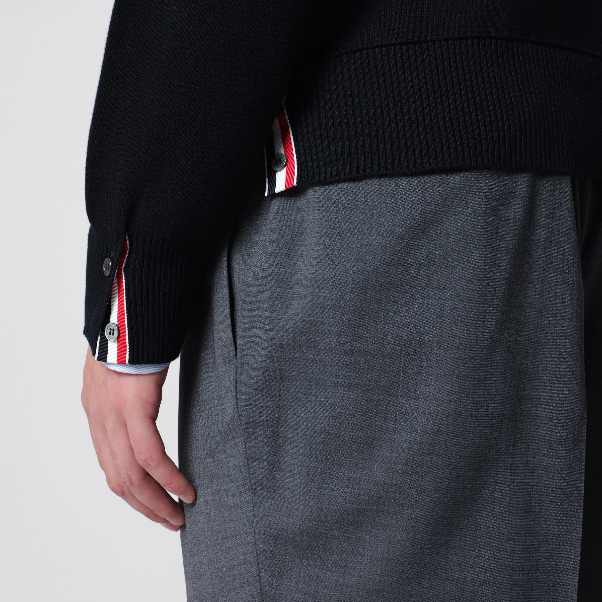 Navy Blue Cotton Sweater With Tricolor Details sold by Wanan Luxury product image thumbnail 2