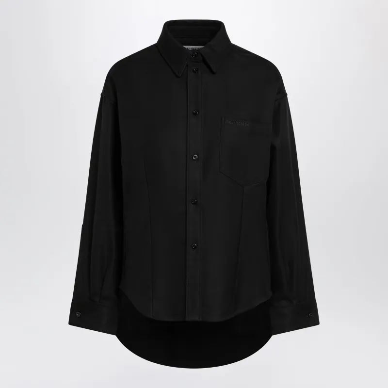 Classic Cocoon Shirt In Double Cotton, Black made by Balenciaga