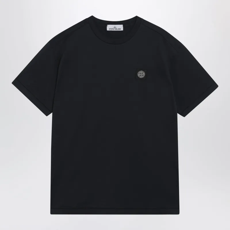 Navy Blue Cotton T-Shirt With Slim Fit made by Stone Island