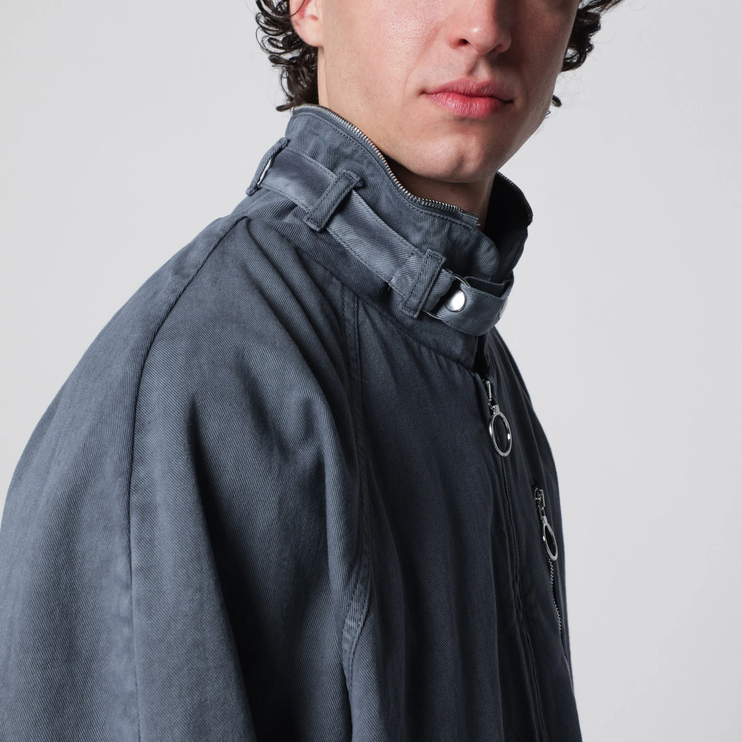 Charcoal Grey Zip-Up Jacket In Cotton sold by Wanan Luxury product image thumbnail 2