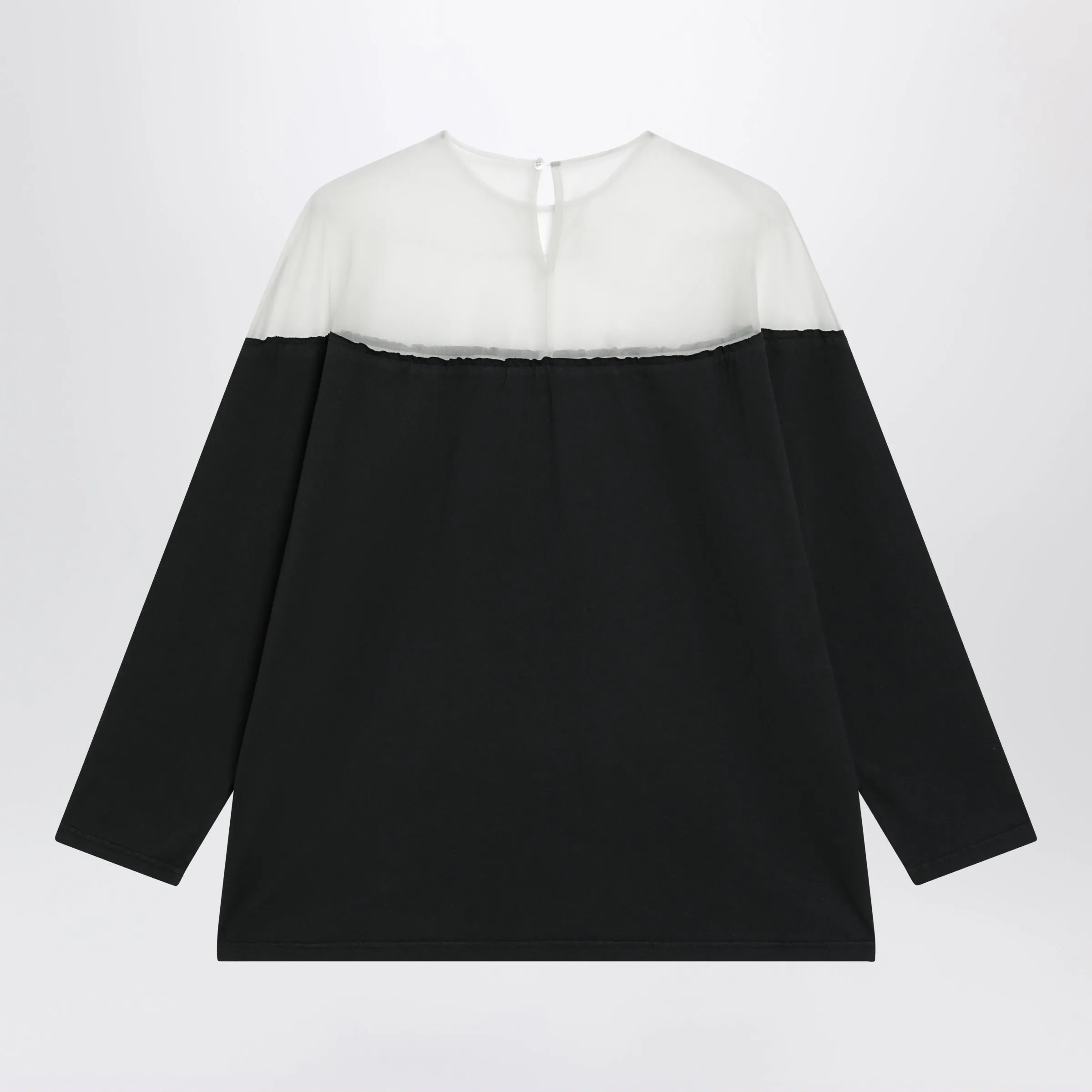 Black Top With Logo Print And Sheer Insert sold by Wanan Luxury product image thumbnail 2