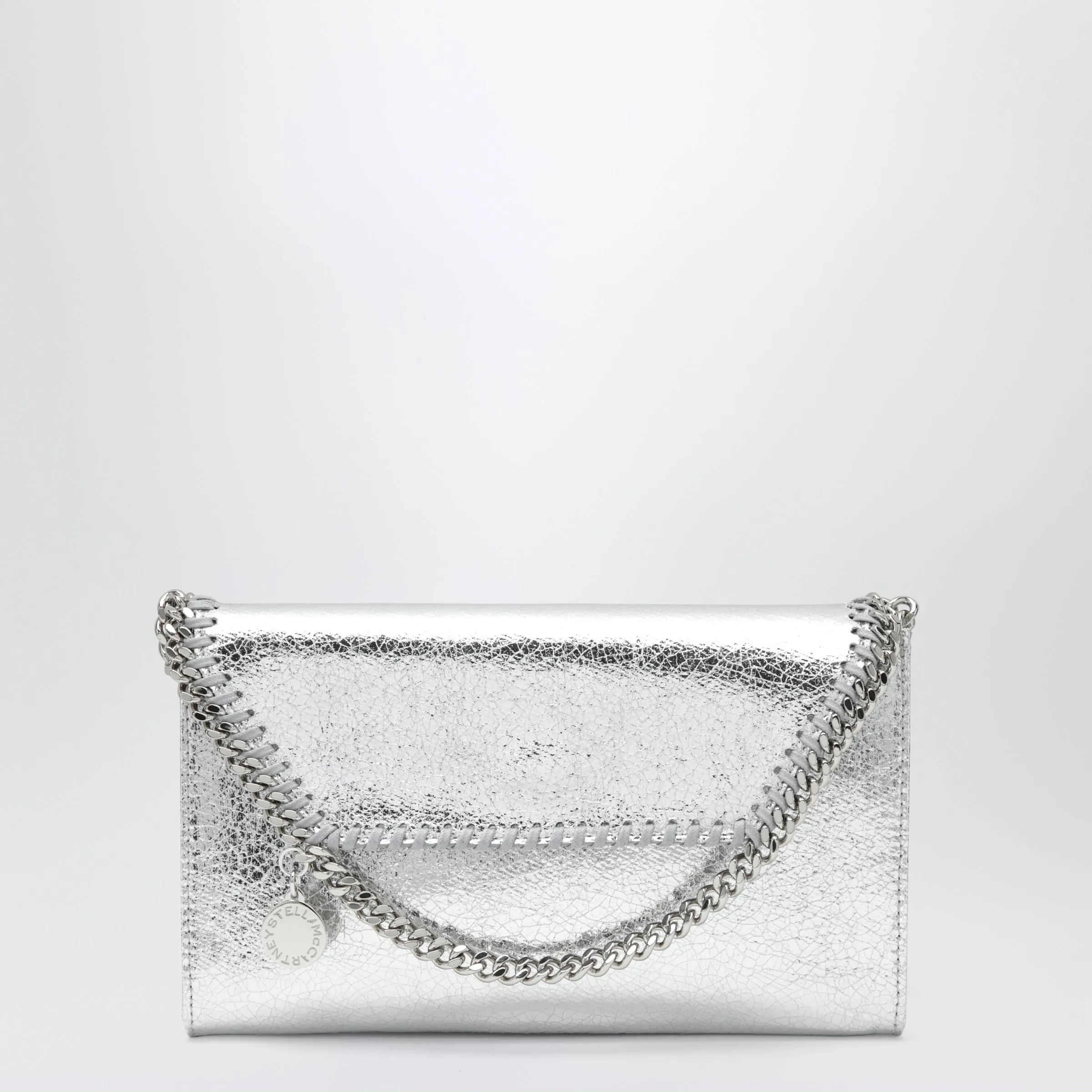Falabella Metallic Silver Crossbody Wallet Bag sold by Wanan Luxury