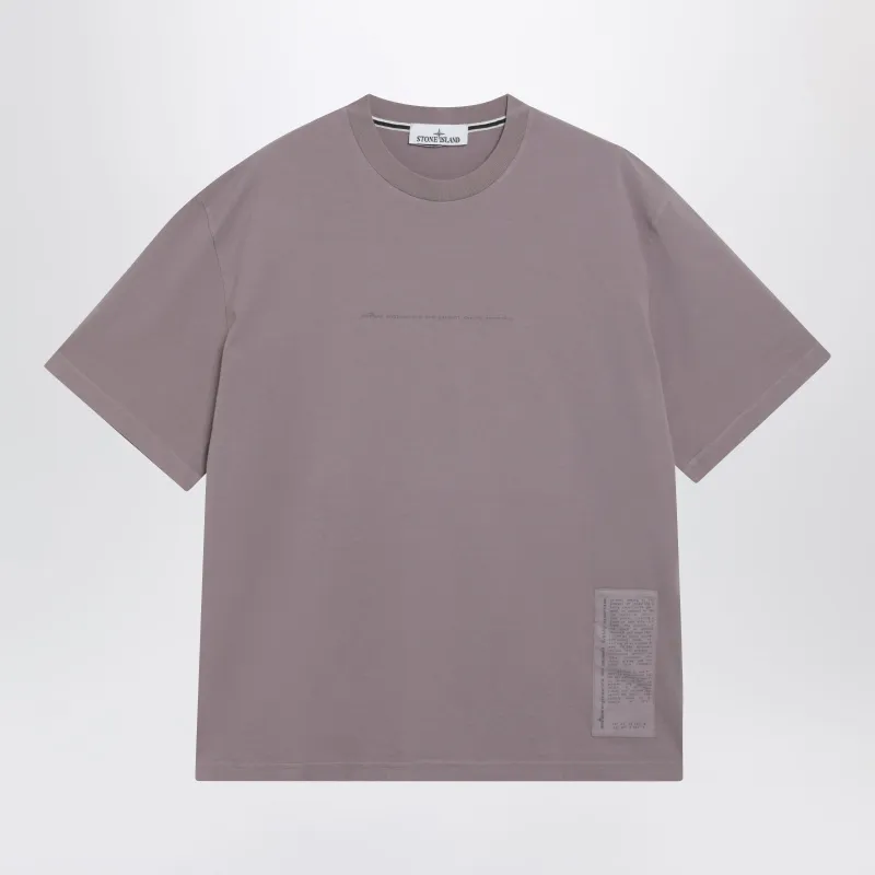 Grey-Purple T-Shirt With Garment Dyed Graphics Print made by Stone Island