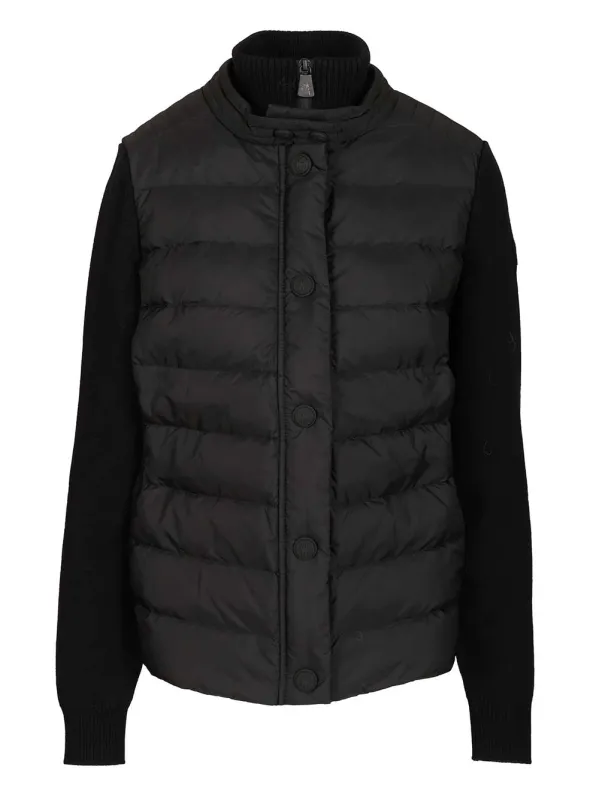 Padded Wool Cardigan Coats Black made by Moncler