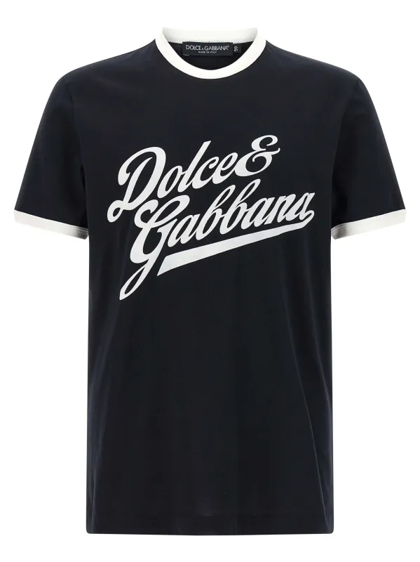 Velvet Logo T-Shirt Blue made by Dolce & Gabanna