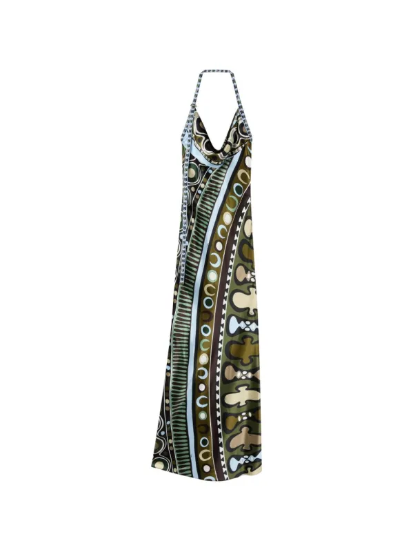 Printed Satin Long Dress made by Emilio Pucci