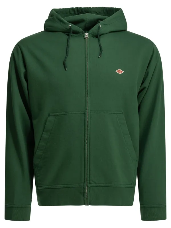 Zipper Hoodie Sweatshirts Green made by Danton