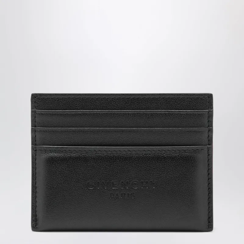 Black Leather Card Holder With Logo made by Givenchy