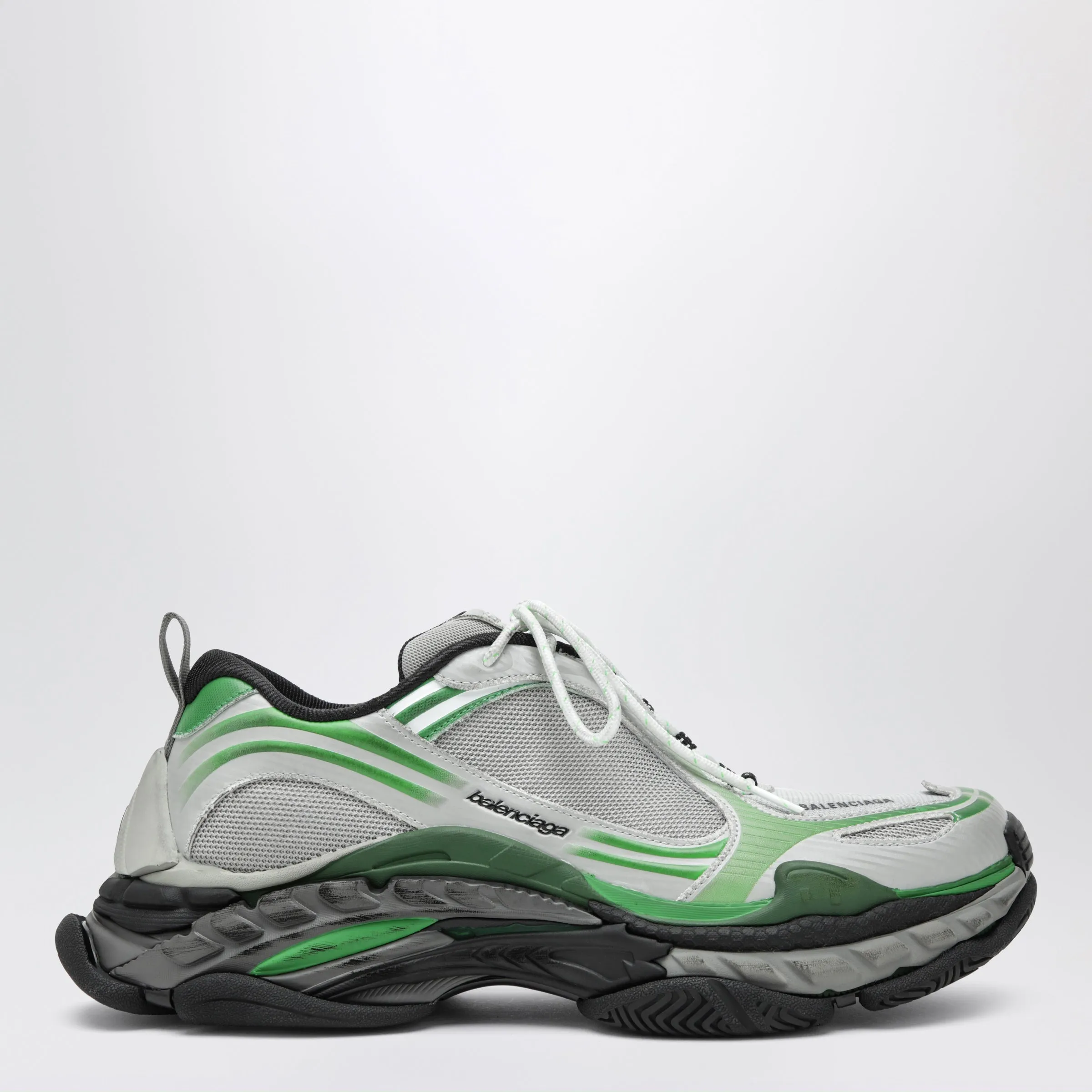 Triple S.2 Sneakers In Grey/Green Polyurethane sold by Wanan Luxury