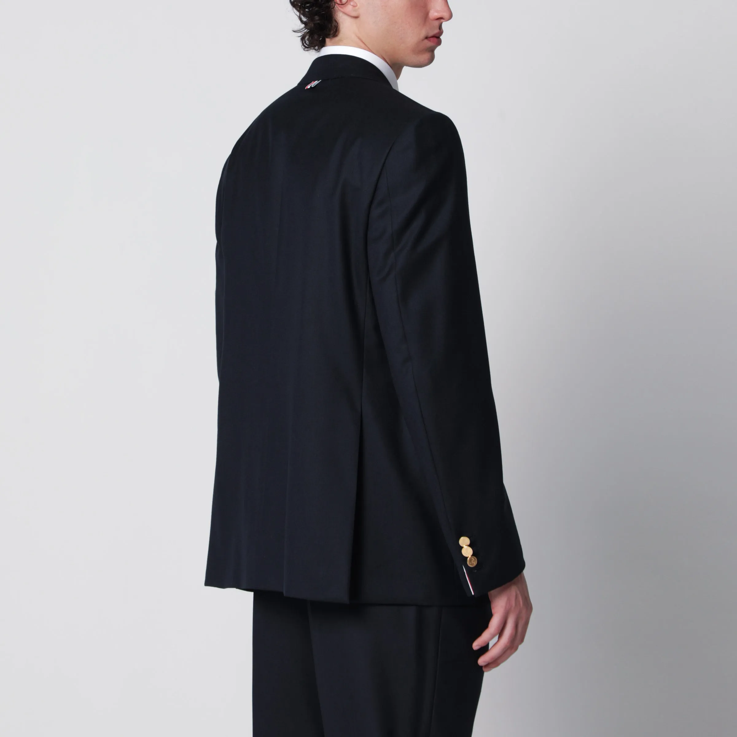 Single-Breasted Navy Blue Wool Jacket sold by Wanan Luxury product image thumbnail 3