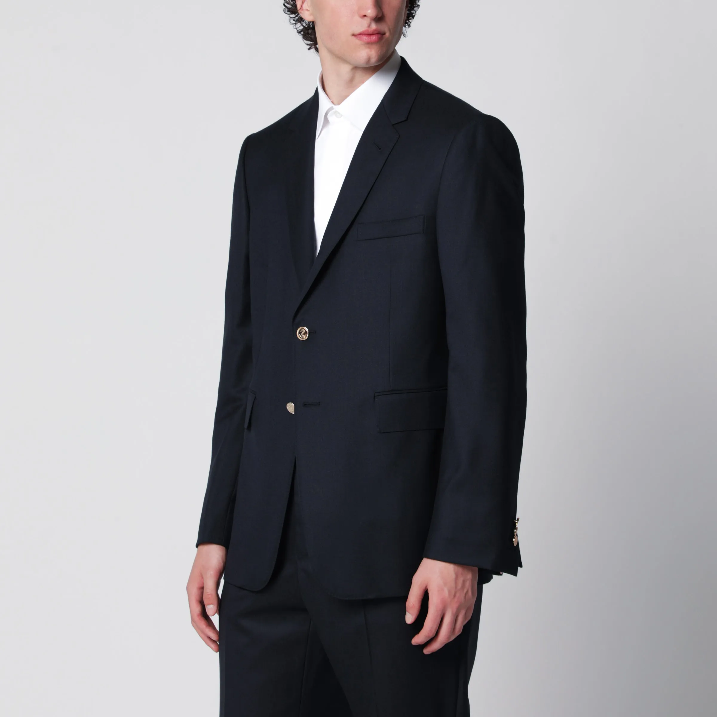 Single-Breasted Navy Blue Wool Jacket sold by Wanan Luxury