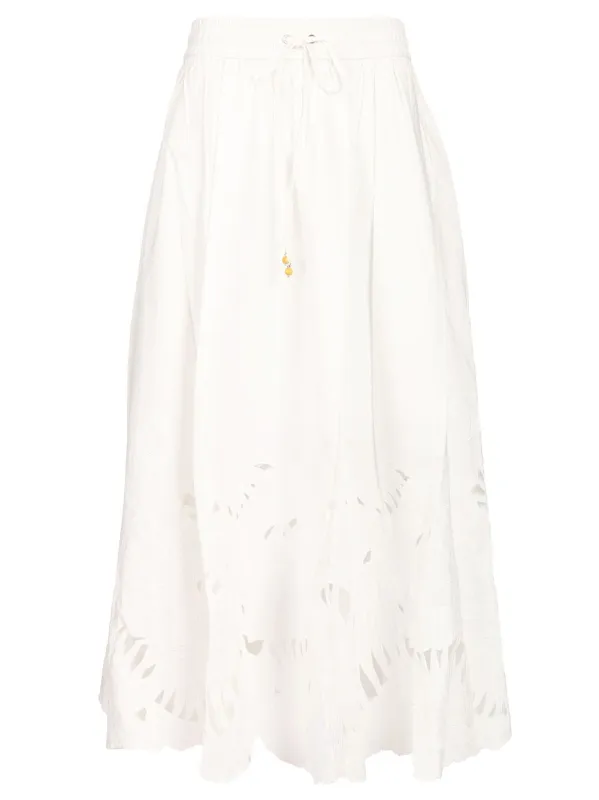 Mahon Embroidered Midi Skirt Skirts White made by Zimmermann