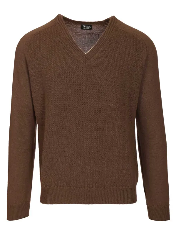 Oasi Cashmere Sweater Knitwear Brown made by Ermenegildo Zegna