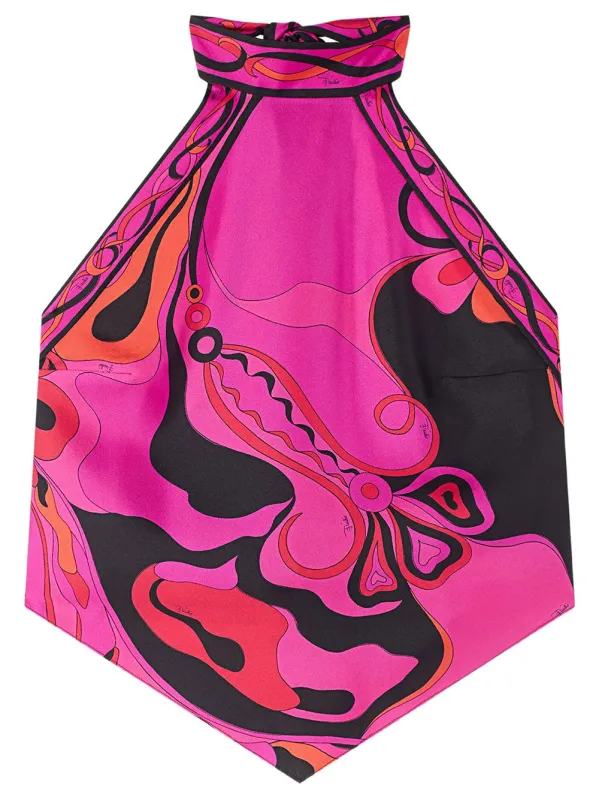 Orchidee Print Silk Top made by Emilio Pucci
